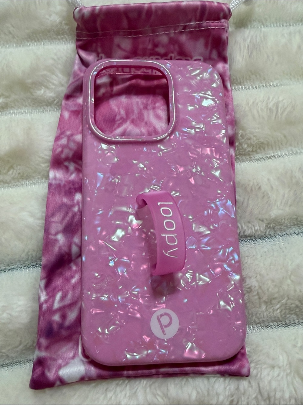 Loopy Case Pink Shimmer Phone Case with Loop Strap